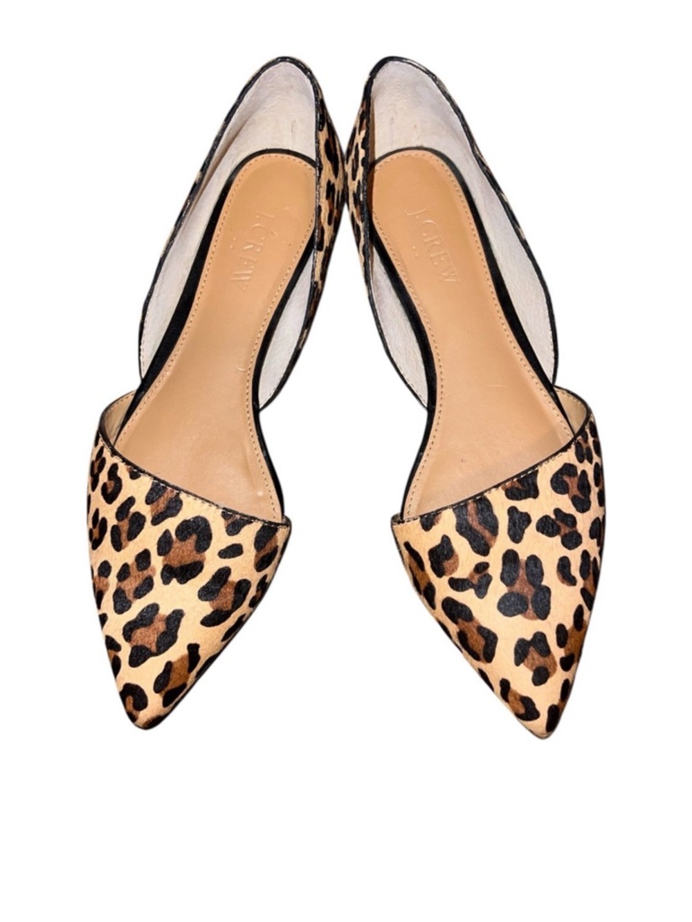 J. Crew Leopard Print Pointed D'Orsay Flats - Brown/Black